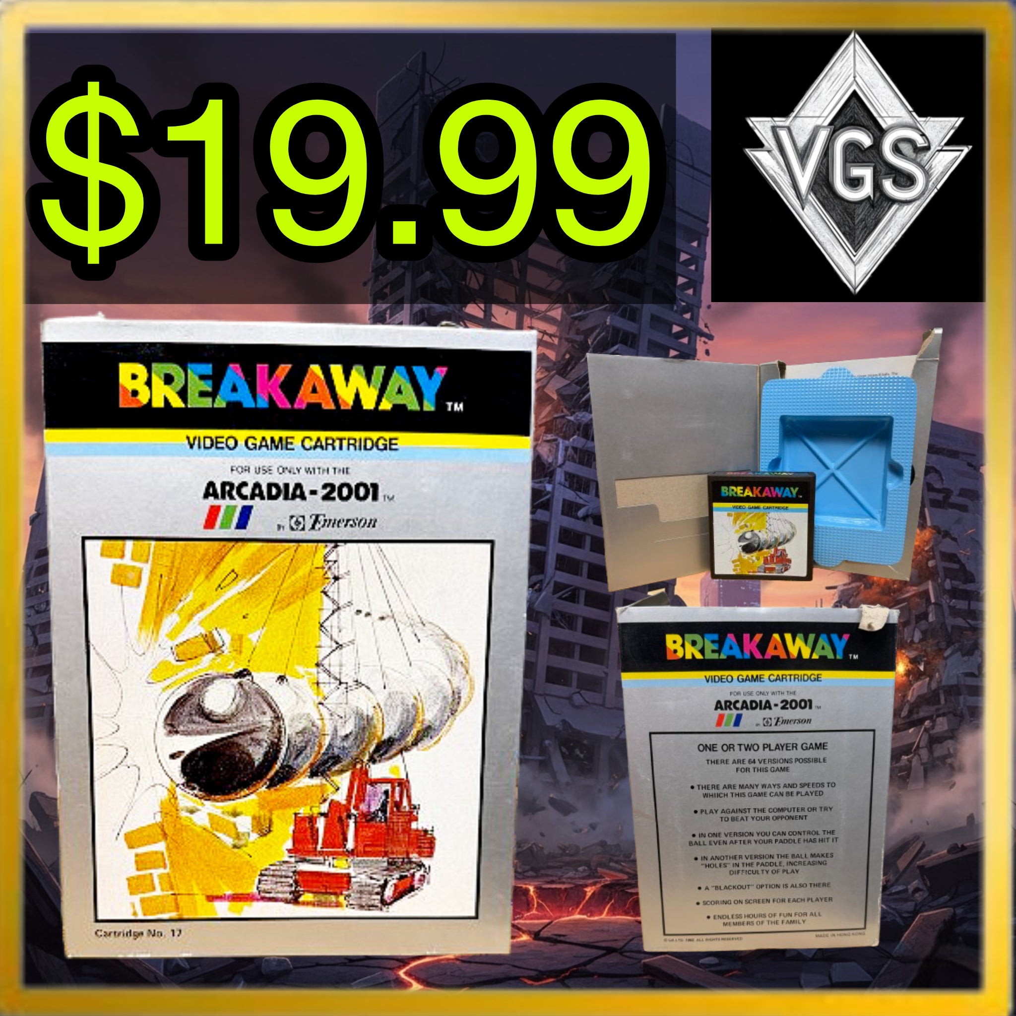 *VINTAGE* Breakaway Arcadia 2001 Video Game Cartridge 1982