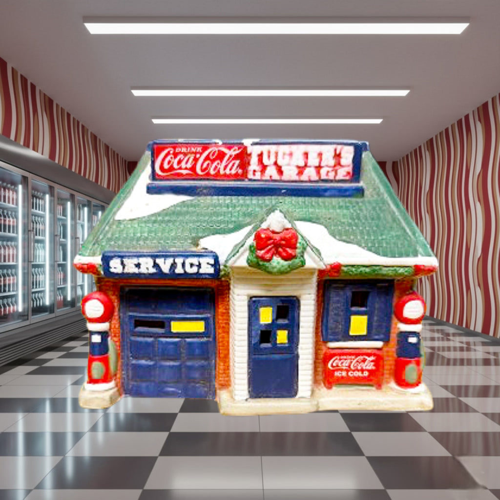 *VINTAGE* Coca-Cola Truckers Garage Ceramic Lighted Village Building (1995)
