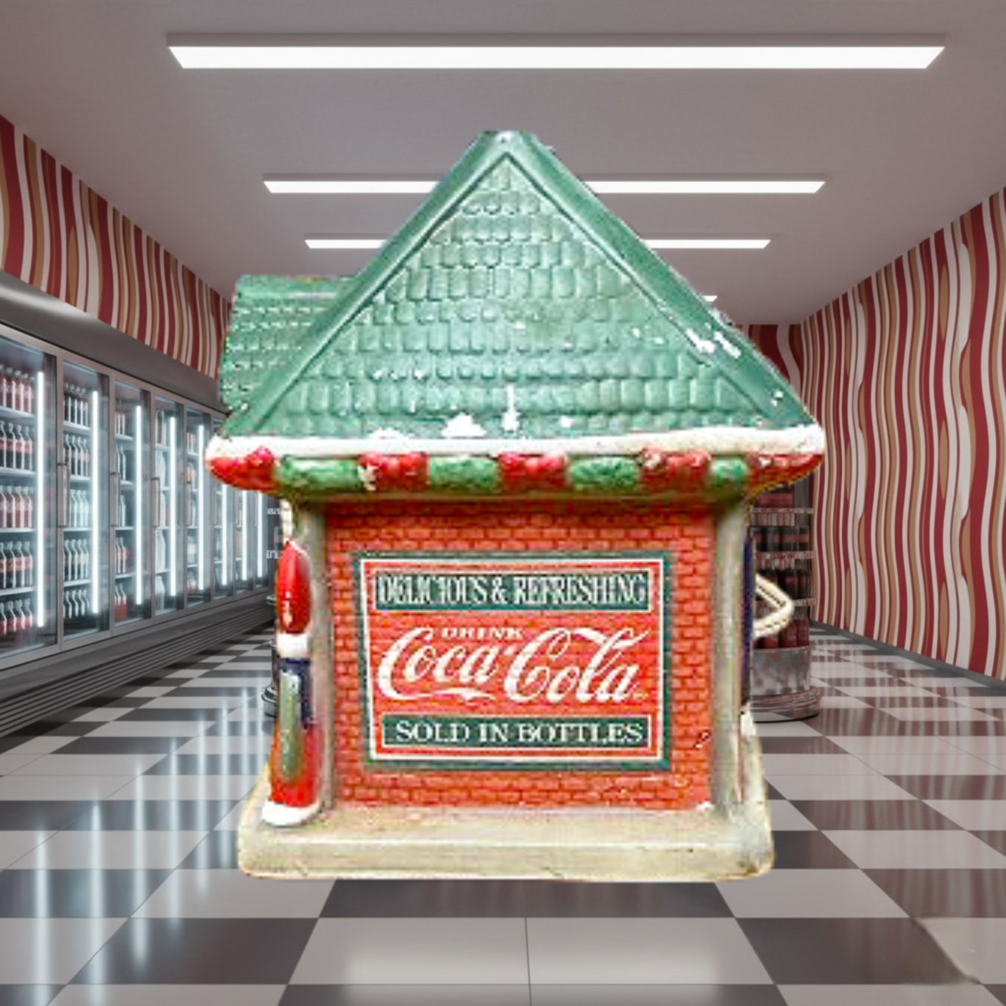 *VINTAGE* Coca-Cola Truckers Garage Ceramic Lighted Village Building (1995)