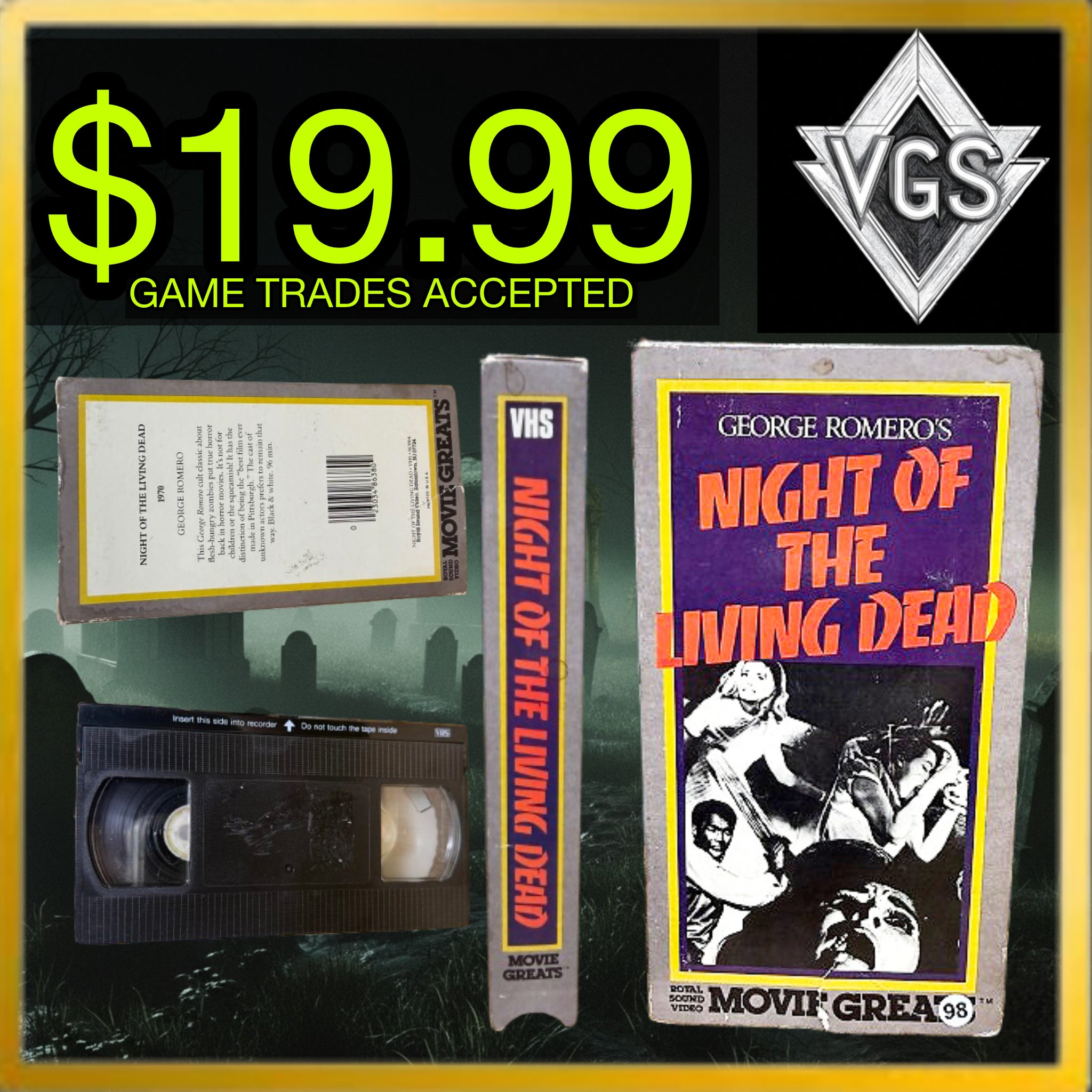 *VINTAGE* Night of the Living Dead VHS (Movie Greats Edition) 1970