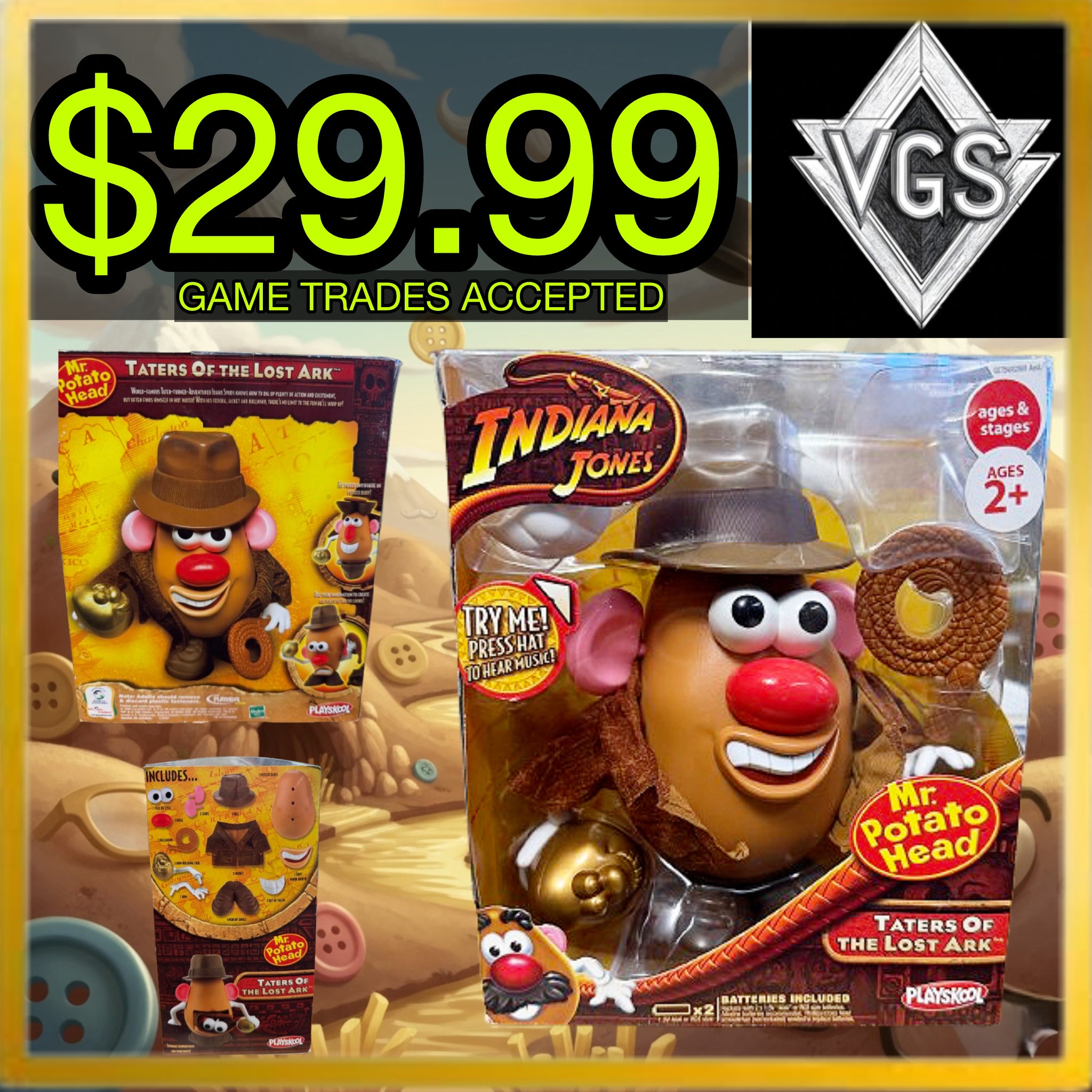*SEALED* Indiana Jones Mr. Potato Head “Taters of the Lost Ark” Playskool Figure 2008
