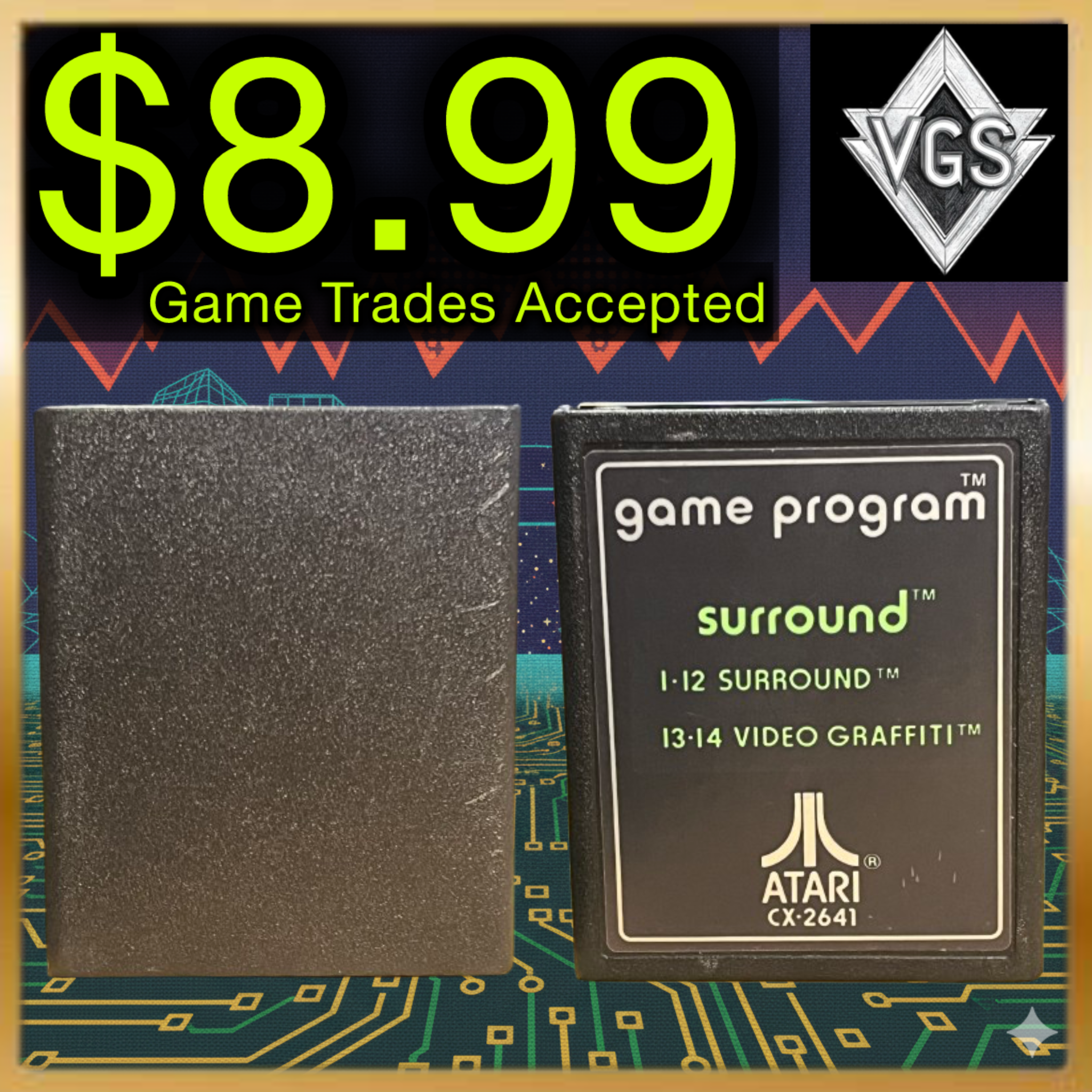 Atari Surround CX-2641 Video Graffiti Game Program Atari 2600 Cartridge