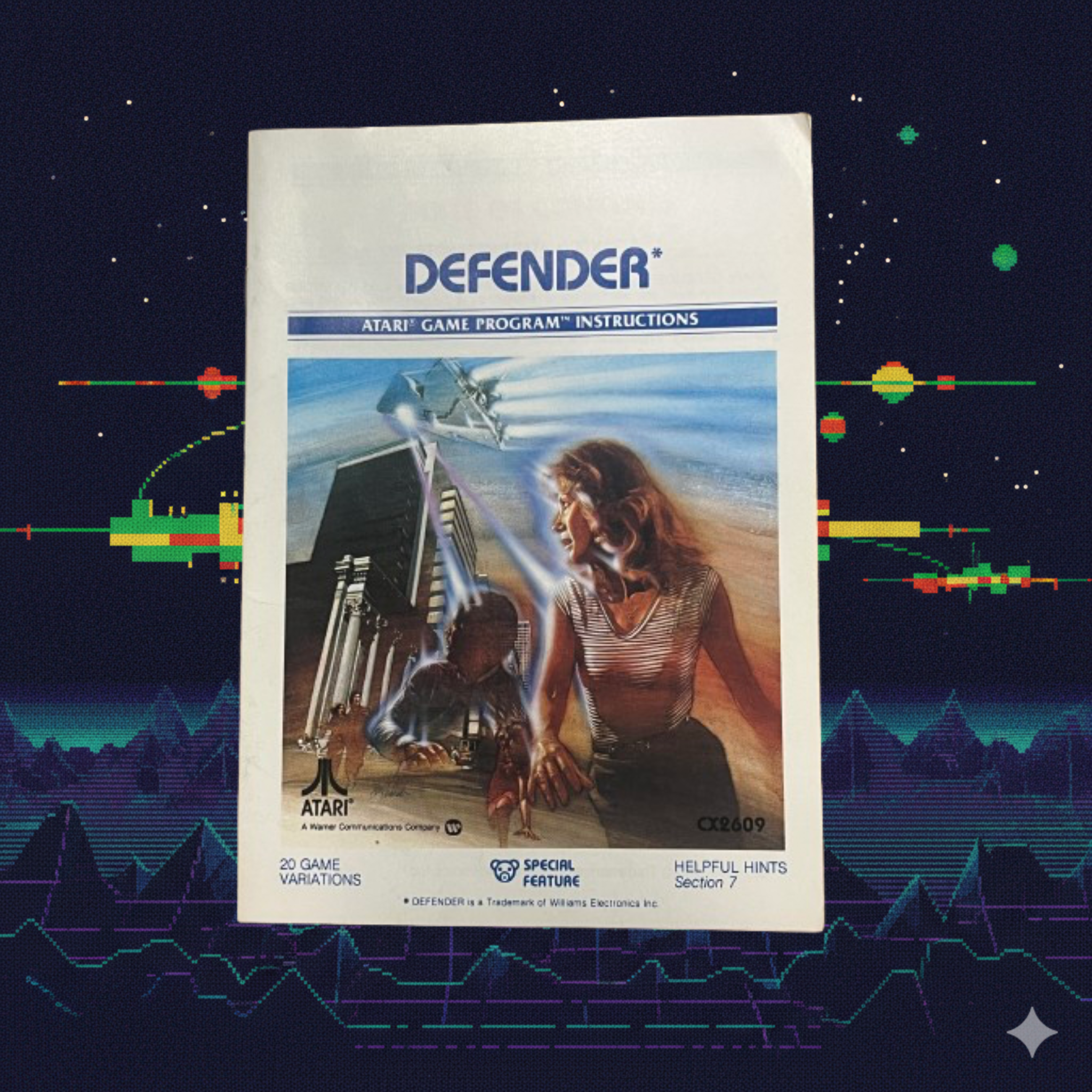 Atari 2600 Defender CX2609 Cartridge Video Game 1981 Williams Atari