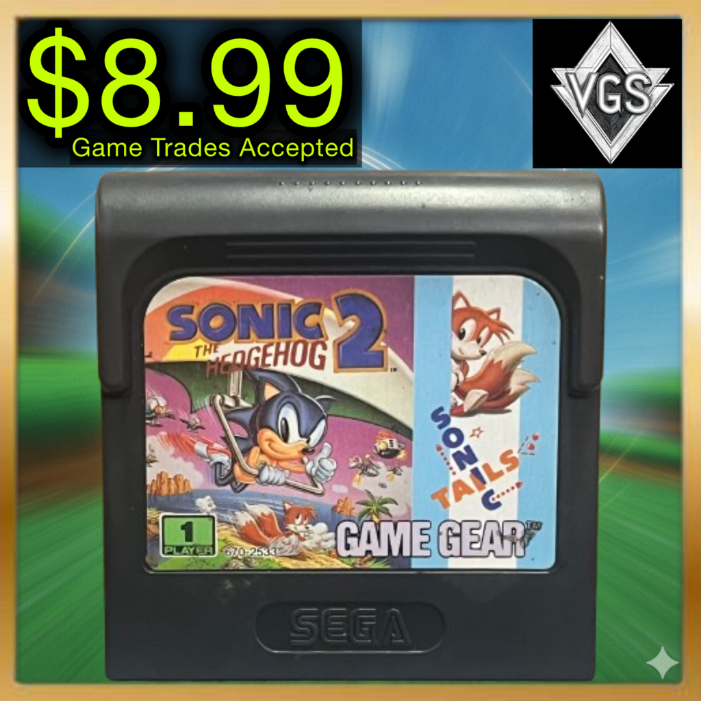Sonic the Hedgehog 2 Game Gear Cartridge Sega 1992 Sonic & Tails