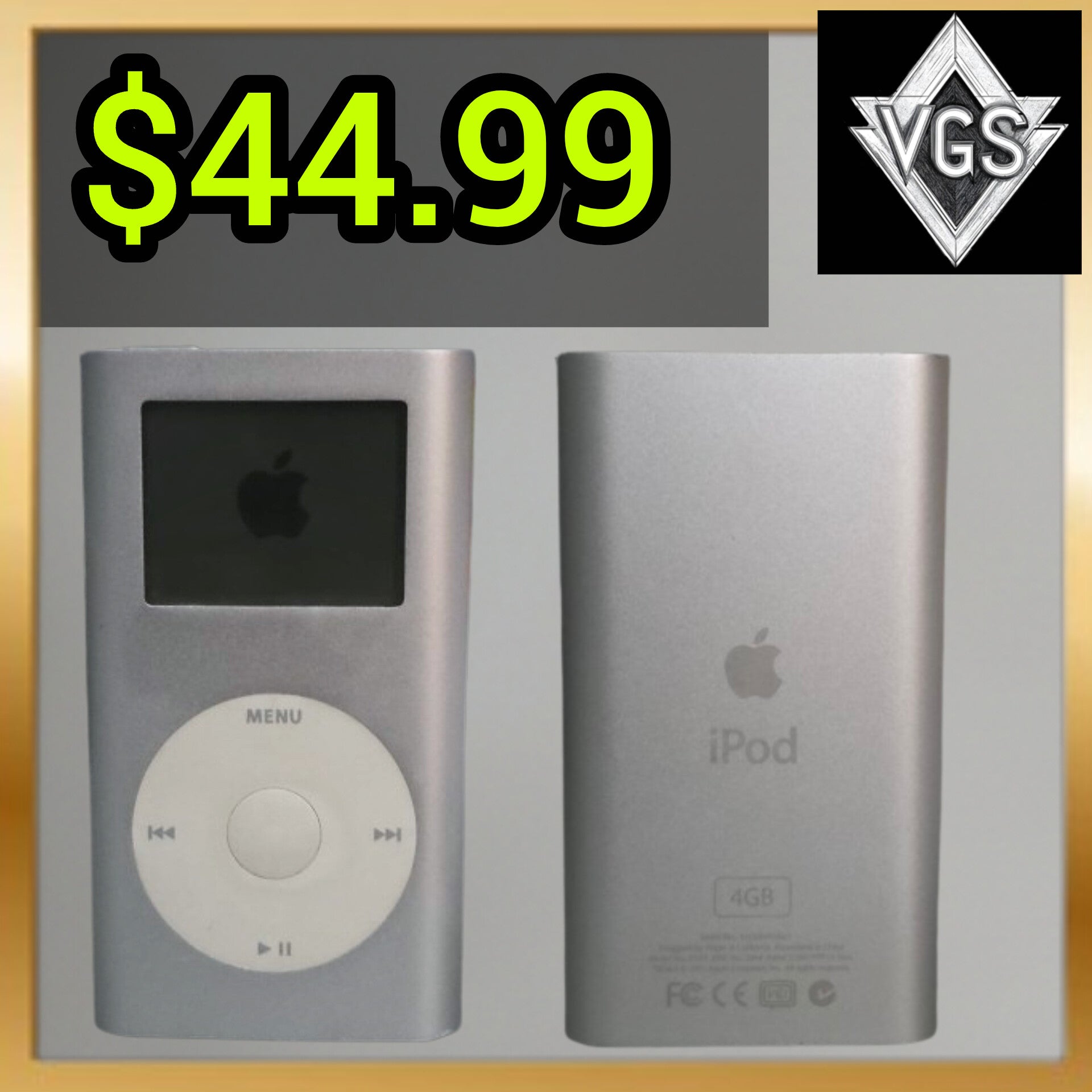 Apple iPod Nano 2nd Gen 4GB Silver A1199 MP3 Player Used
