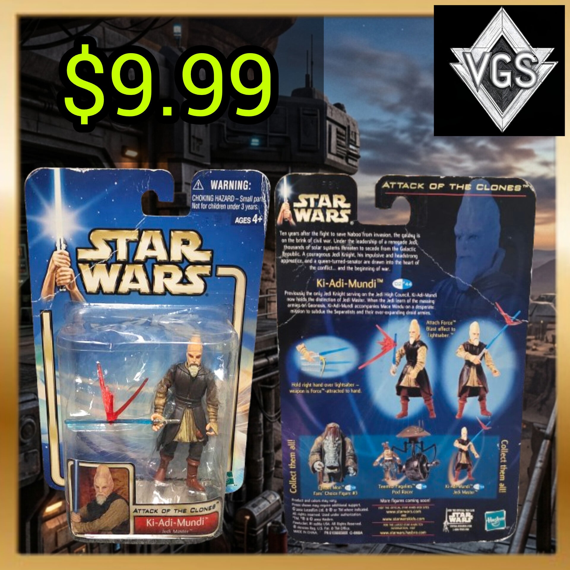 Star Wars Ki-Adi-Mundi Jedi Master 2002 Hasbro Attack of the Clones Figure #44